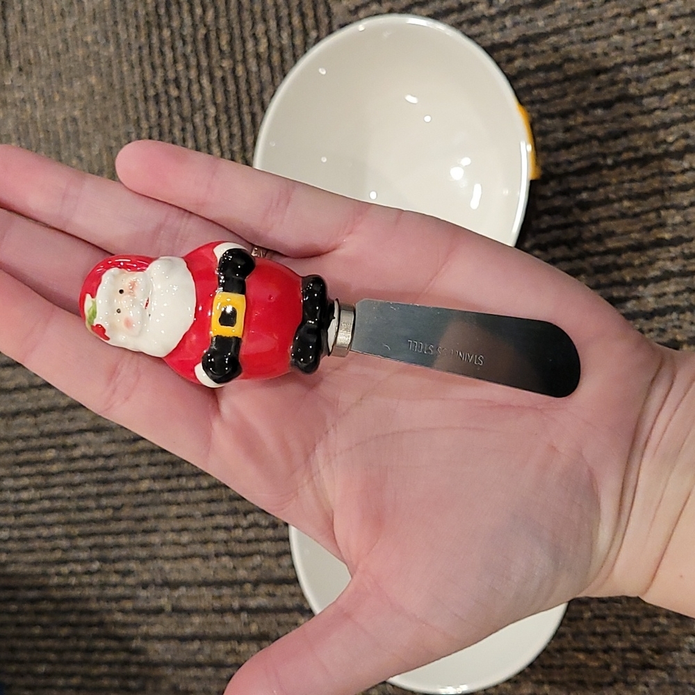 Santa Appetizers bowl and knife - Picture 2 of 11